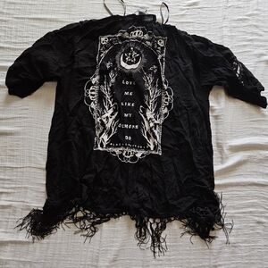 BlackCraft Cult Occult Sigil Fringe Kimono – Black / Ivory